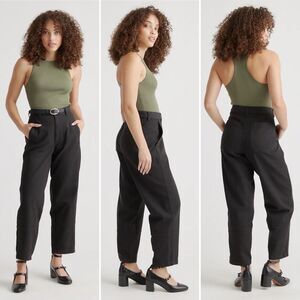 Quince Organic Stretch Cotton Twill Barrel Pants in Black Size 4